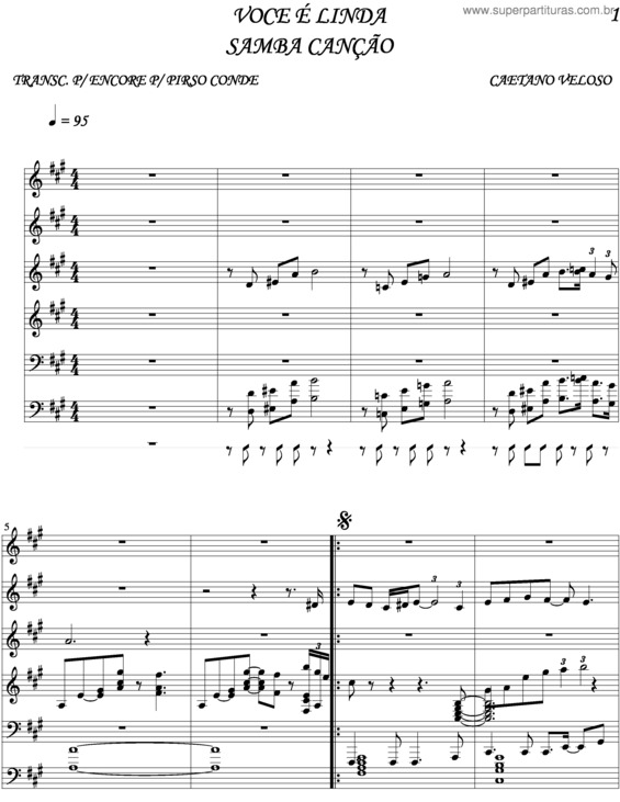 Partitura da música Você É Linda v.5