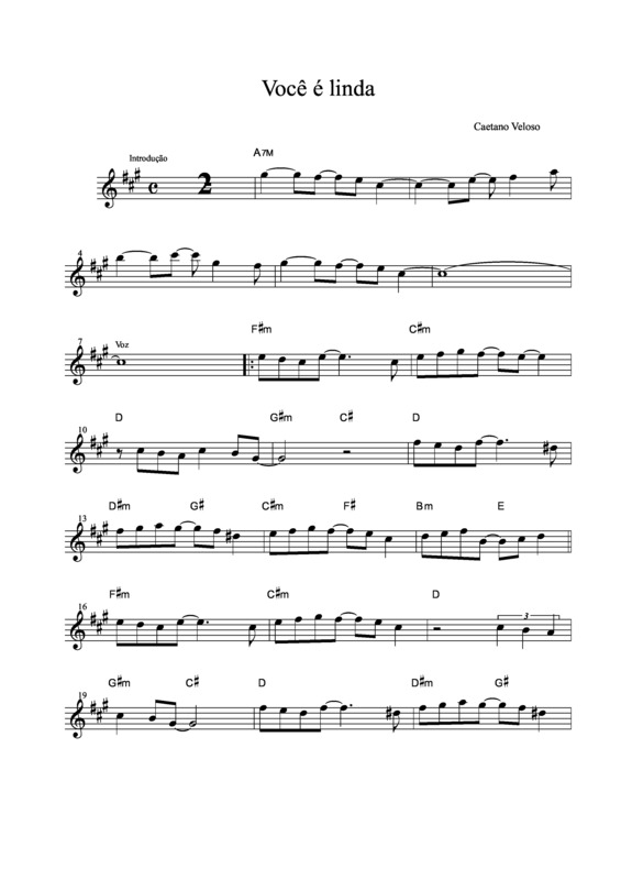 Partitura da música Você é Linda v.6