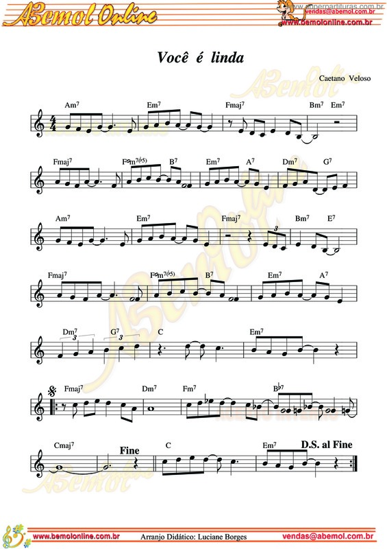 Partitura da música Você É Linda v.8