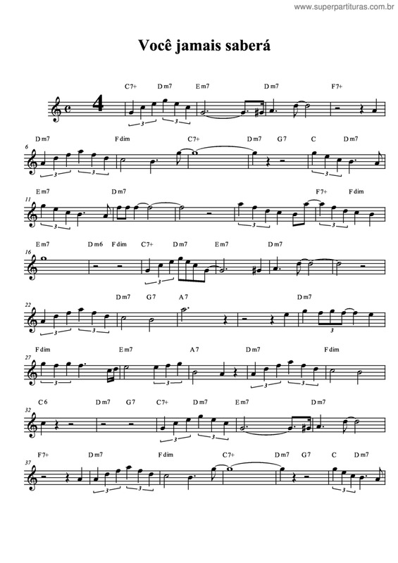 Partitura da música Você Jamais Saberá v.2