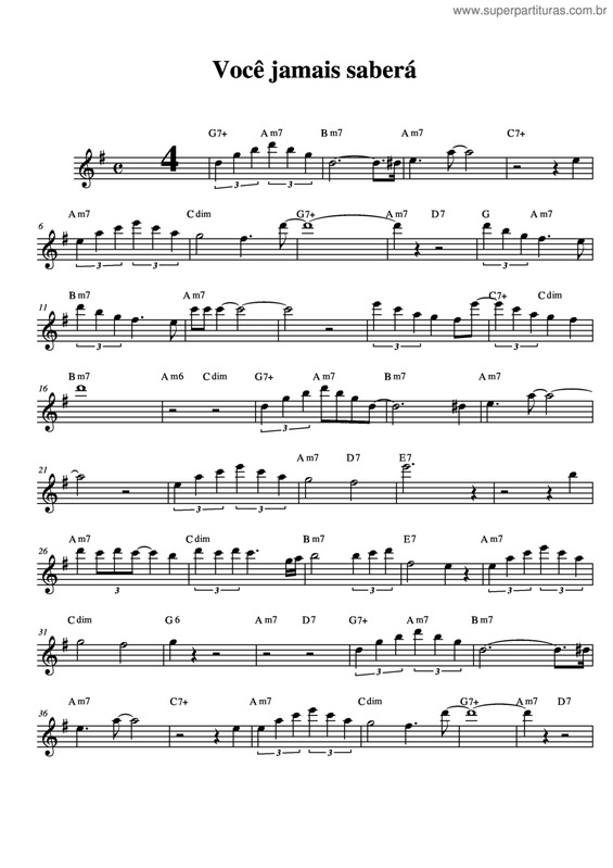 Partitura da música Você Jamais Saberá v.3