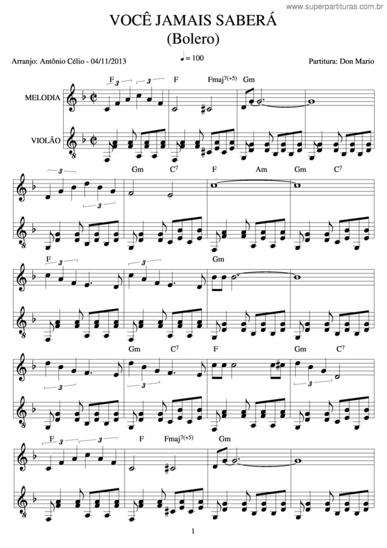 Partitura da música Você Jamais Saberá