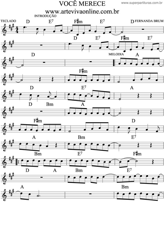 Partitura da música Você Merece v.2