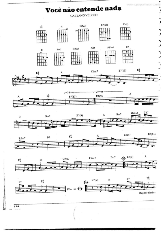 Partitura da música Você Não Entende Nada