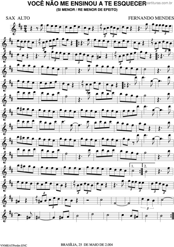 Partitura da música Você Não Me Ensinou A Te Esquecer v.2