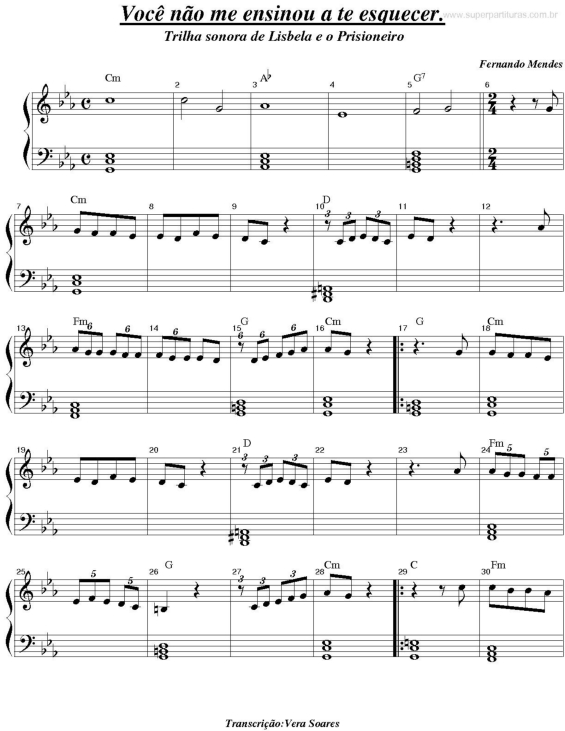 Partitura da música Você não me ensinou a te esquecer