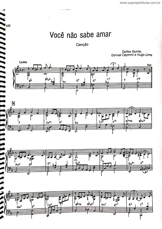 Partitura da música Você Não Sabe Amar