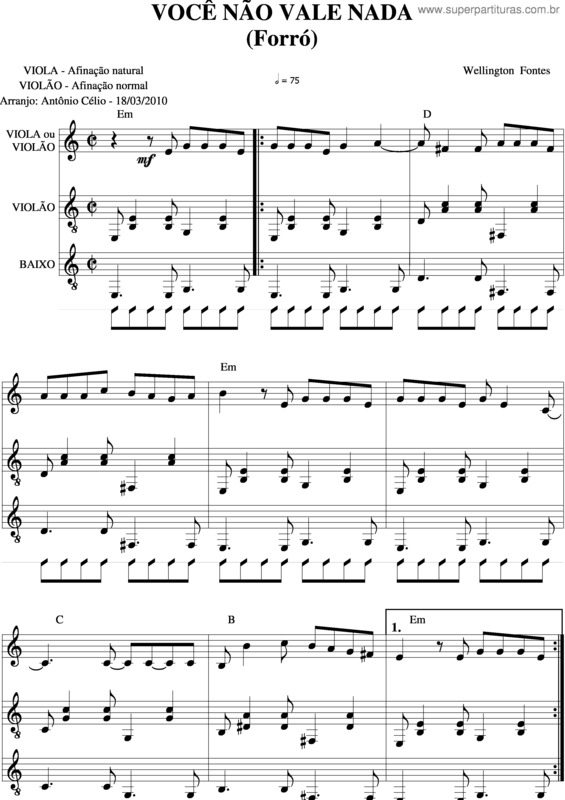 Partitura da música Você Não Vale Nada v.4