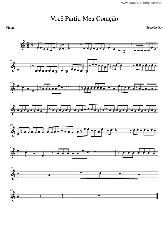 Partitura da música Você Partiu Meu Coração