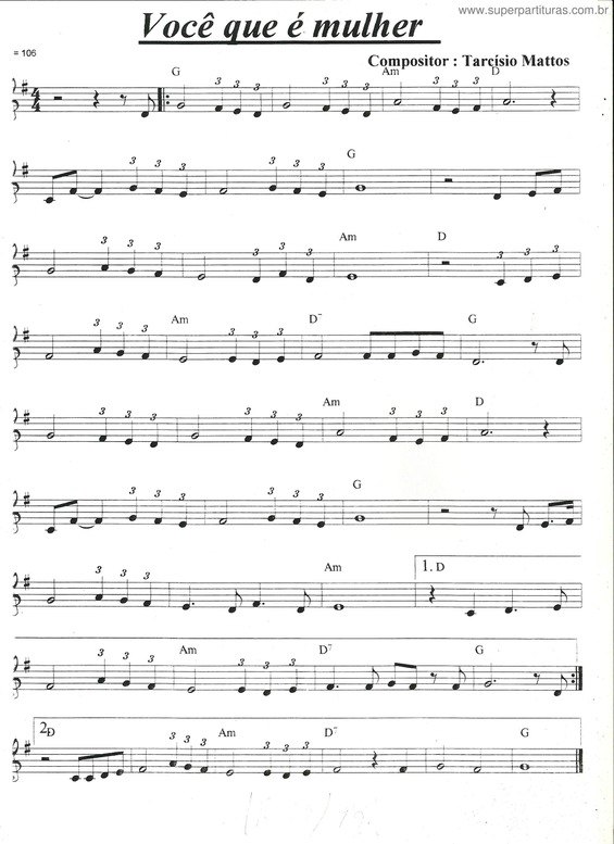 Partitura da música Você Que É Mulher