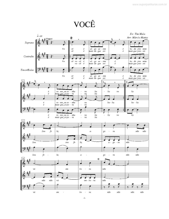 Partitura da música Você v.2