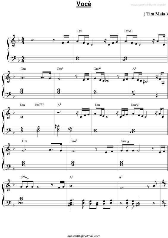 Partitura da música Você v.3