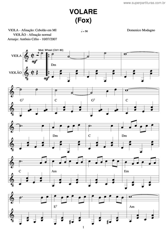 Partitura da música Volare v.3