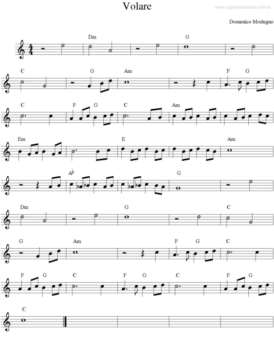 Partitura da música Volare