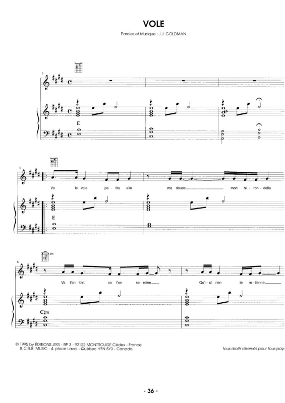 Partitura da música Vole