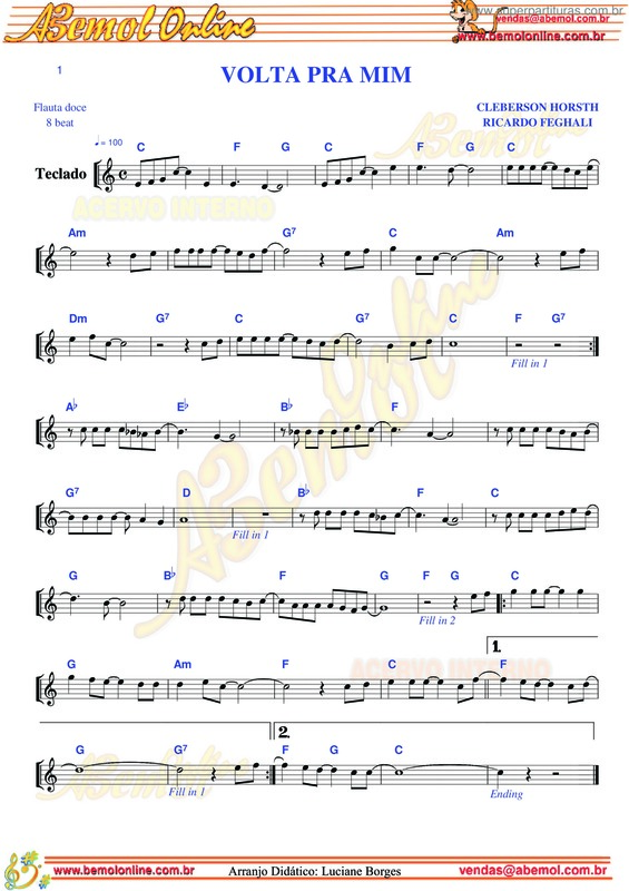 Partitura da música Volta Pra Mim v.3