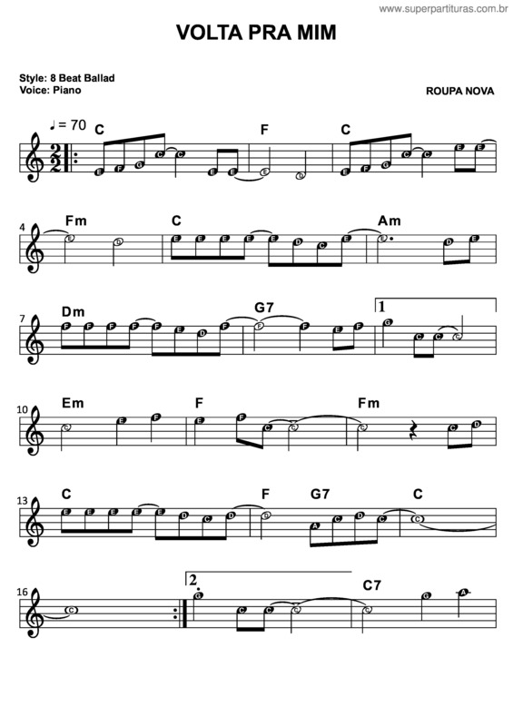 Partitura da música Volta Pra Mim v.5