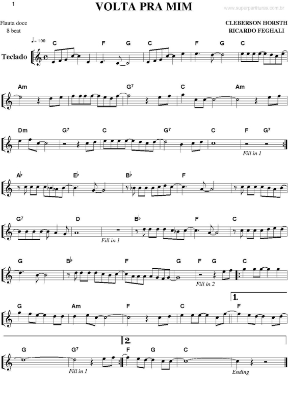 Partitura da música Volta Pra Mim