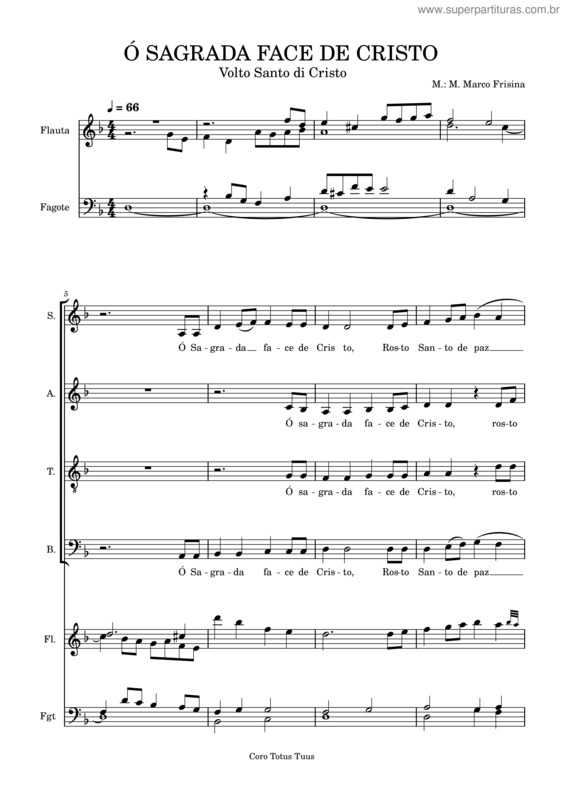Partitura da música Volto Santo Di Cristo – Marco Frisina