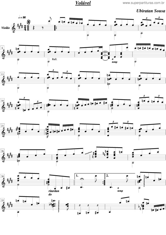 Partitura da música Volúvel v.2