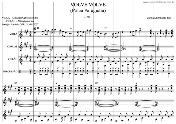 Partitura da música Volve Volve