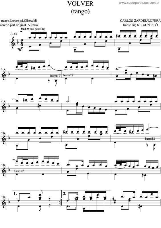 Partitura da música Volver 