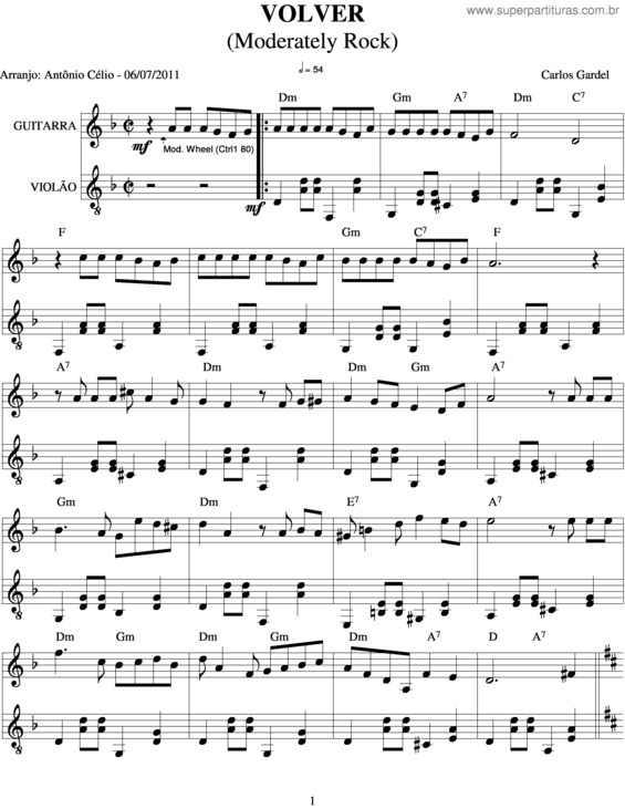 Partitura da música Volver v.3