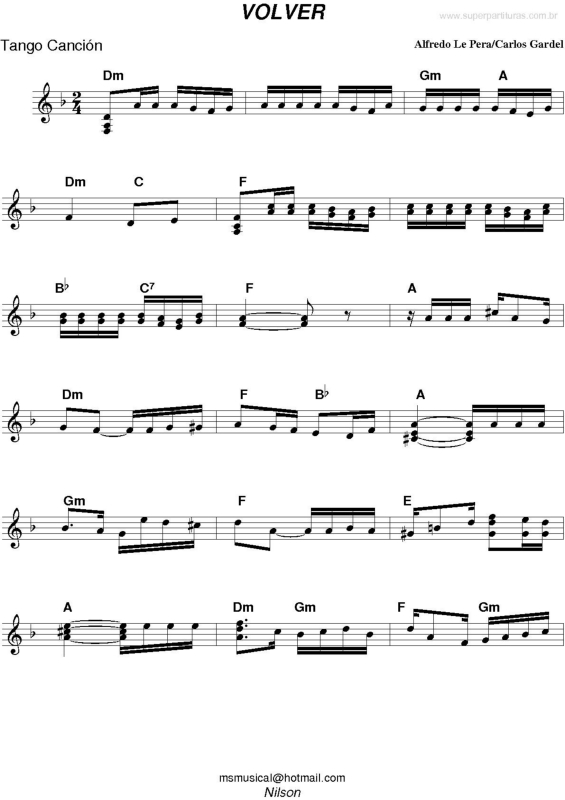 Partitura da música Volver