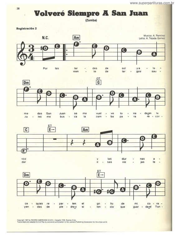 Partitura da música Volveré Siempre a San Juan