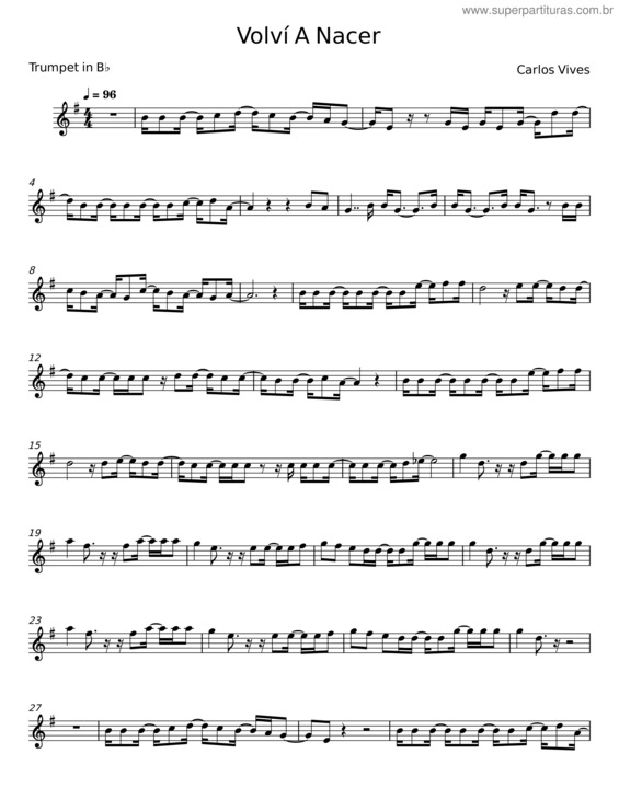 Partitura da música Volvi A Nacer – Carlos Vives v.2