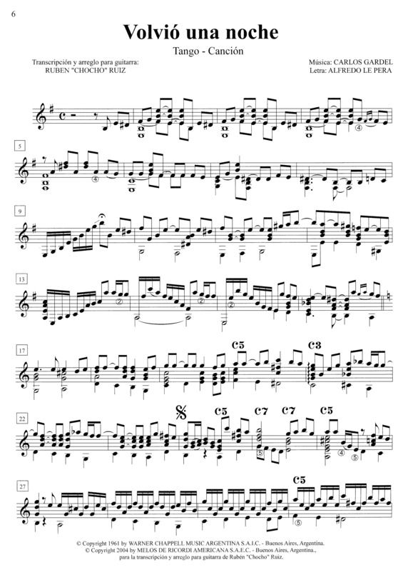 Partitura da música Volvió Una Noche v.2