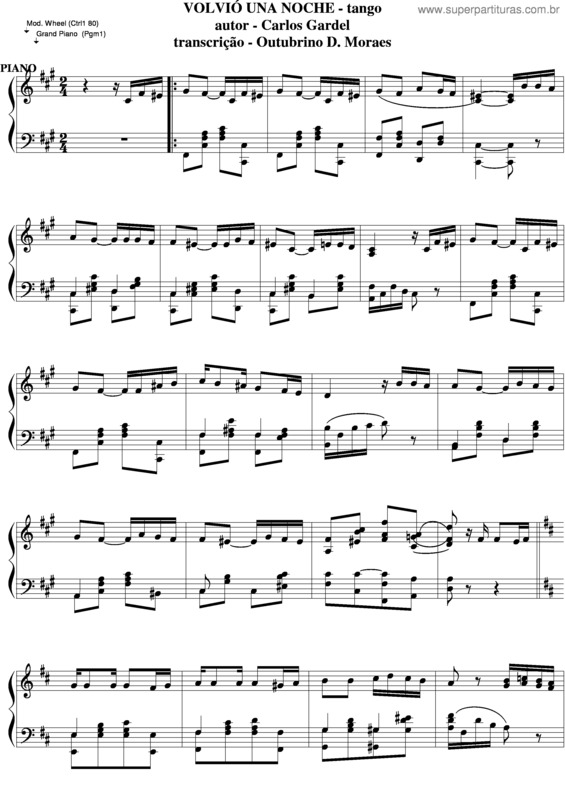 Partitura da música Volvio Una Noche