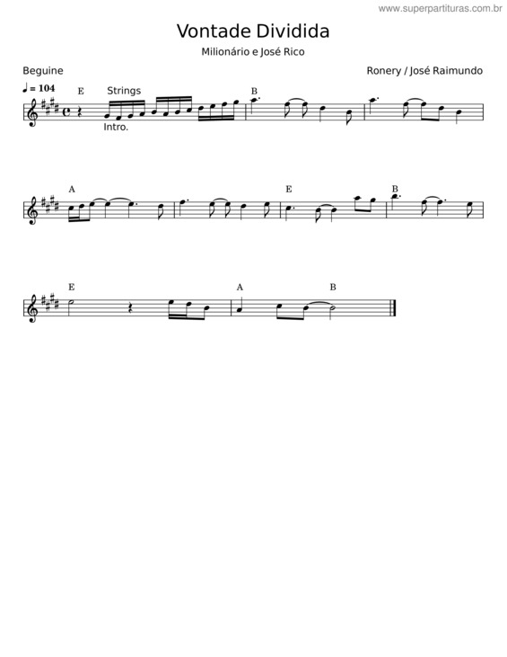 Partitura da música Vontade Dividida