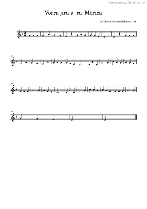 Partitura da música Vorra Jira A Ra Merica