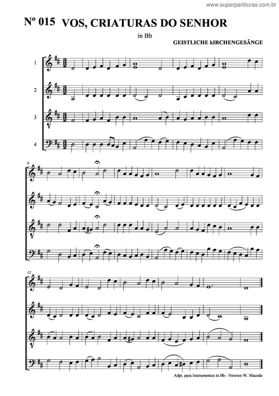 Partitura da música Vos, Criaturas Do Senhor v.2