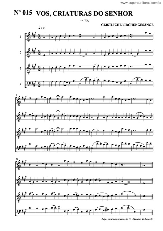 Partitura da música Vos, Criaturas Do Senhor v.3