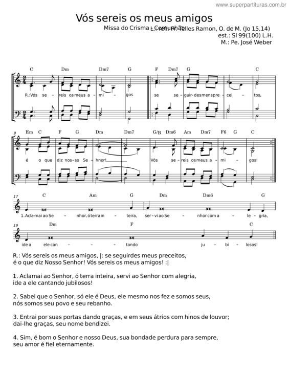 Partitura da música Vós Sereis Os Meus Amigos v.2