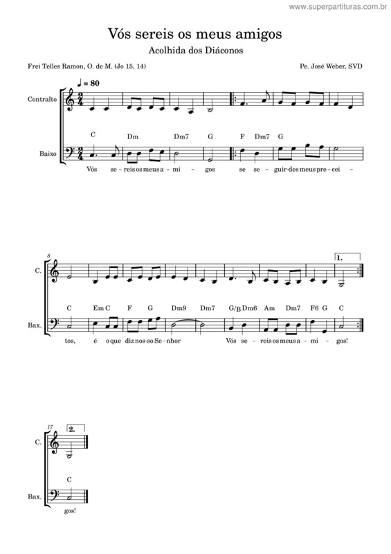 Partitura da música Vós Sereis Os Meus Amigos v.3