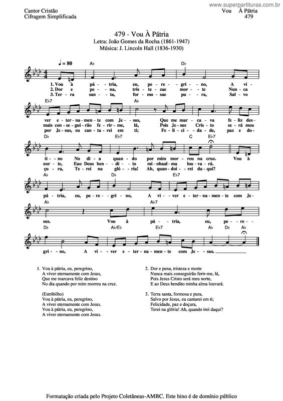 Partitura da música Vou À Pátria