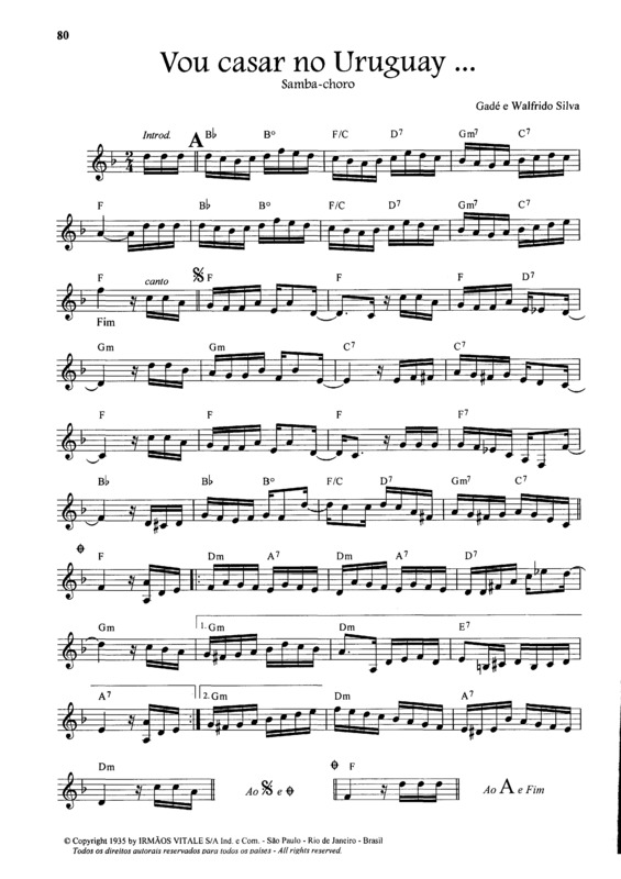 Partitura da música Vou Casar no Uruguai v.2