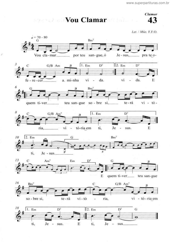 Partitura da música Vou Clamar