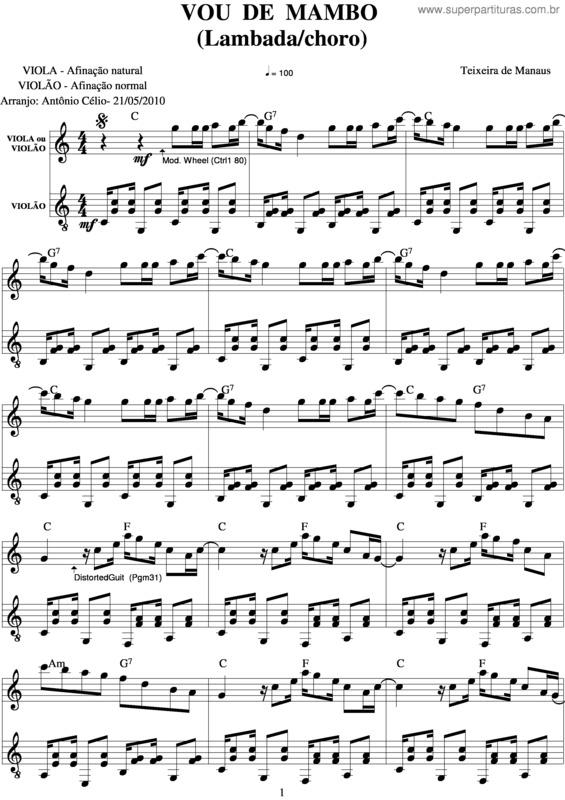 Partitura da música Vou De Mambo v.2