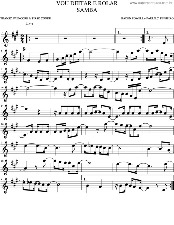 Partitura da música Vou Deitar E Rolar v.2