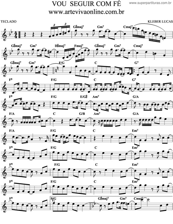 Partitura da música Vou Seguir Com Fé