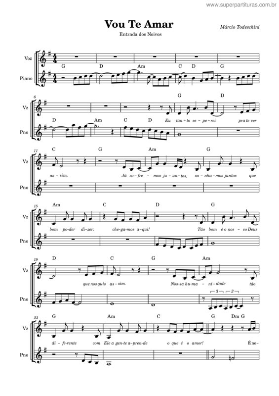 Partitura da música Vou Te Amar v.2