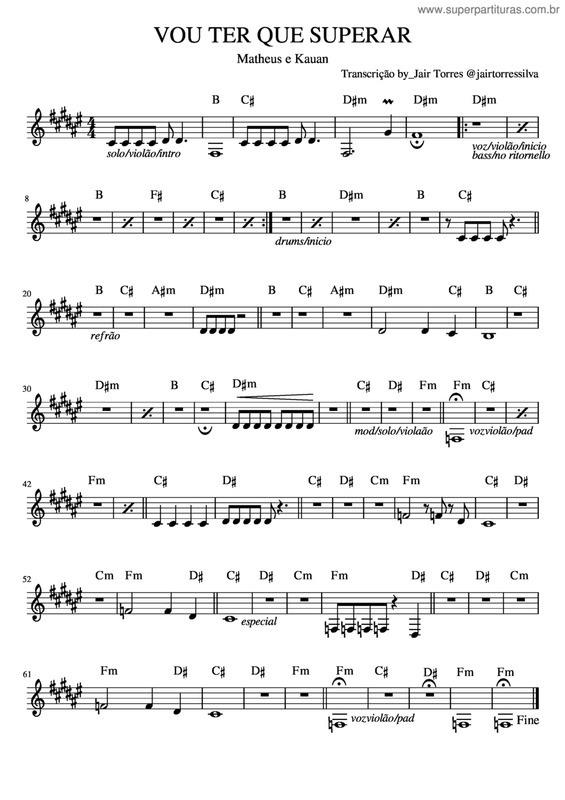 Partitura da música Vou Ter Que Superar