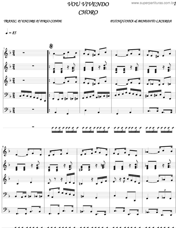 Partitura da música Vou Vivendo v.3