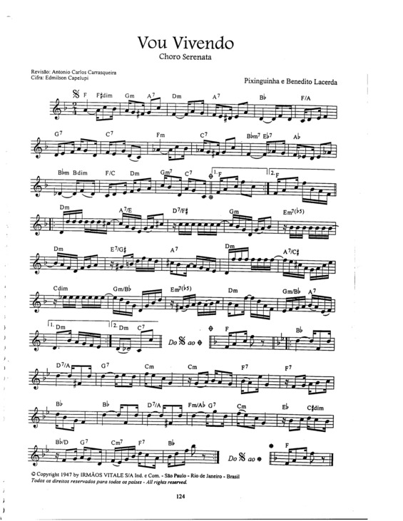 Partitura da música Vou Vivendo v.5