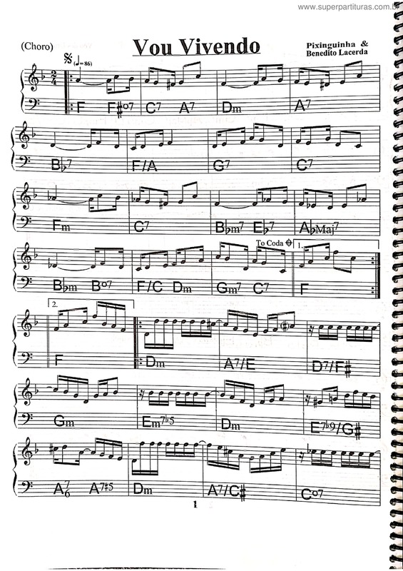 Partitura da música Vou Vivendo v.7