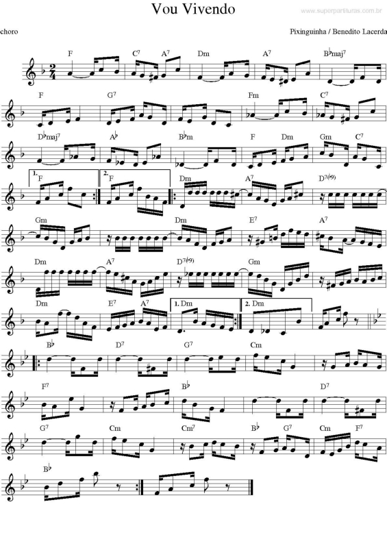 Partitura da música Vou Vivendo